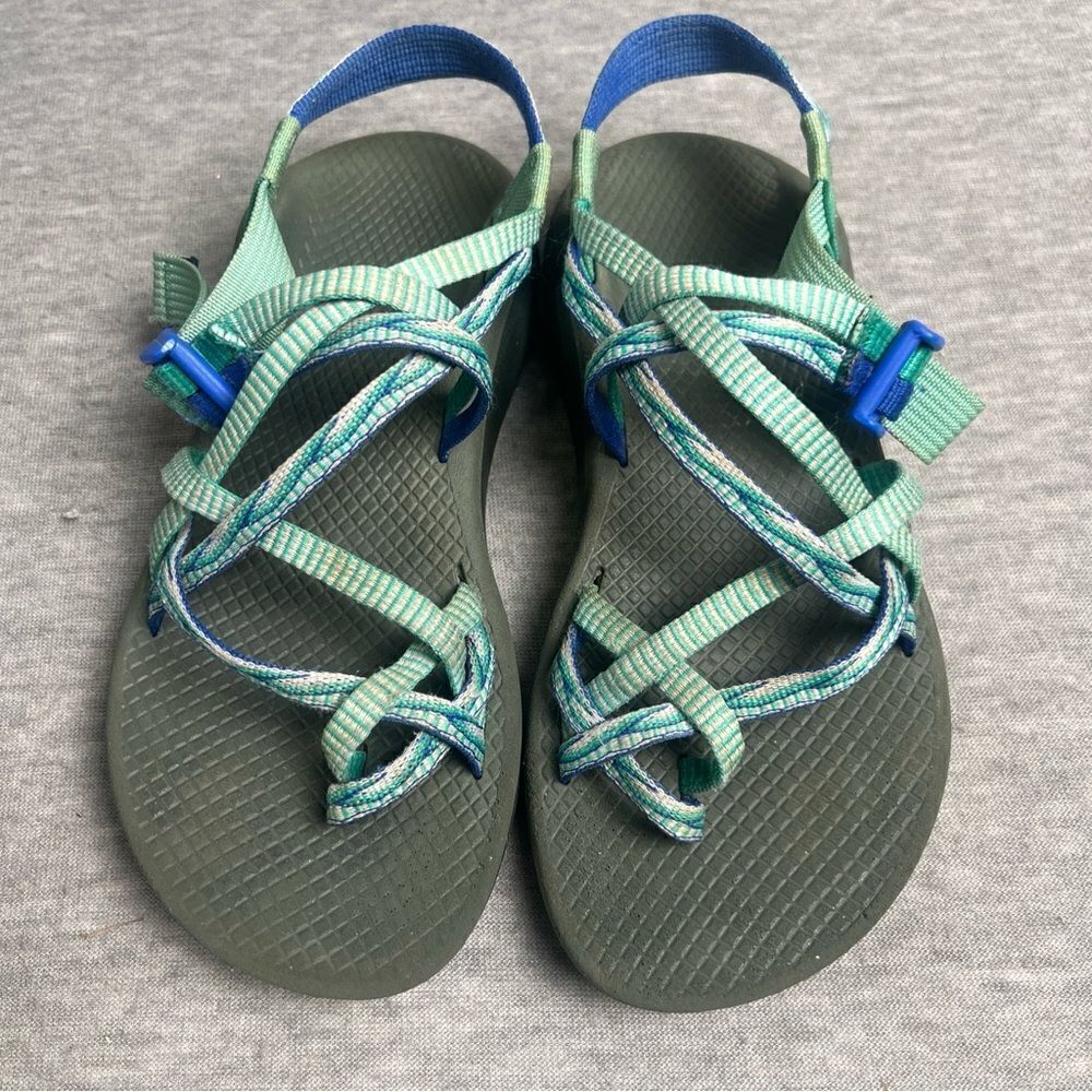 Chaco‎ ZX/2 Sandals Womens Size 7 Teal Blue Black Vibram Soles Big Toe Strappy - Picture 3 of 11